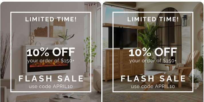 tvliftcabinet's tweet photo. Spring Upgrade Sale ๐ฟ๐ฅ
Save 10% on Electric Fireplaces, TV Lifts & Cabinets, and Outdoor Teak Furniture with code APRIL10.
Hurry โ ends 04/30/26!
Shop now: https://t.co/qdfCesyBQO
#SpringSavings #HomeUpgrade #ElectricFireplace #OutdoorLiving #APRIL10 https://t.co/FgY8YAesA2