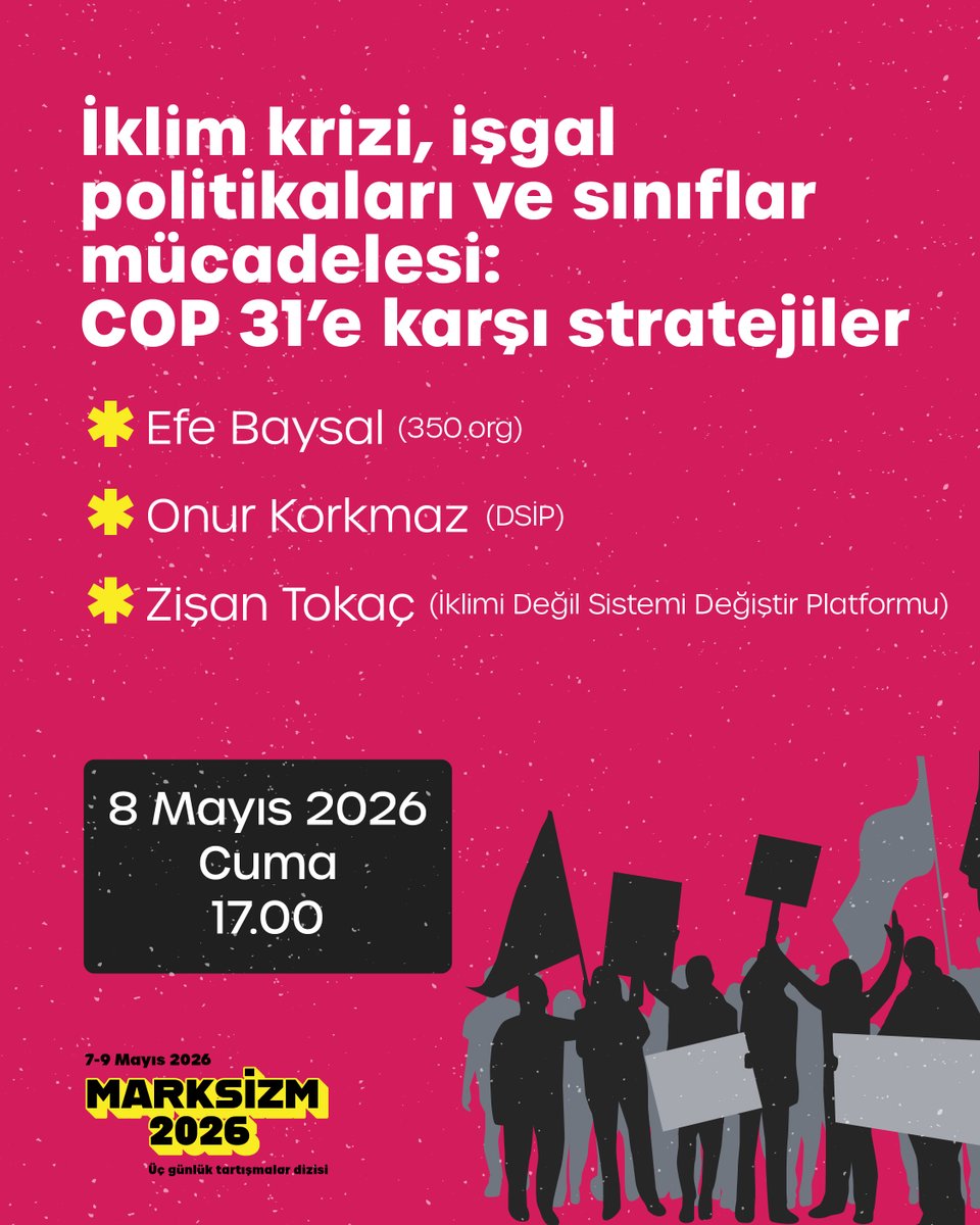marksizmgunleri's tweet photo. 📅 7-9 Mayıs 2026
📍 Kadıköy Sanat Merkezi, İstanbul
🔥 Üç gün, 10 toplantı, onlarca konuşmacı
👉 Kaydır, programı incele, takvimine kaydet! https://t.co/u8OnuJw0rm
