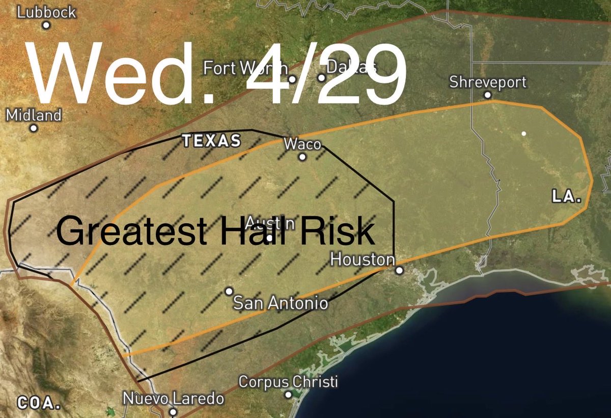 BobPackWX's tweet photo. I guess after spending over four hours in tornado warning cones yesterday, I will have to opt for ice balls falling from the sky with a very low end tornado risk. https://t.co/CHgMp38xeJ