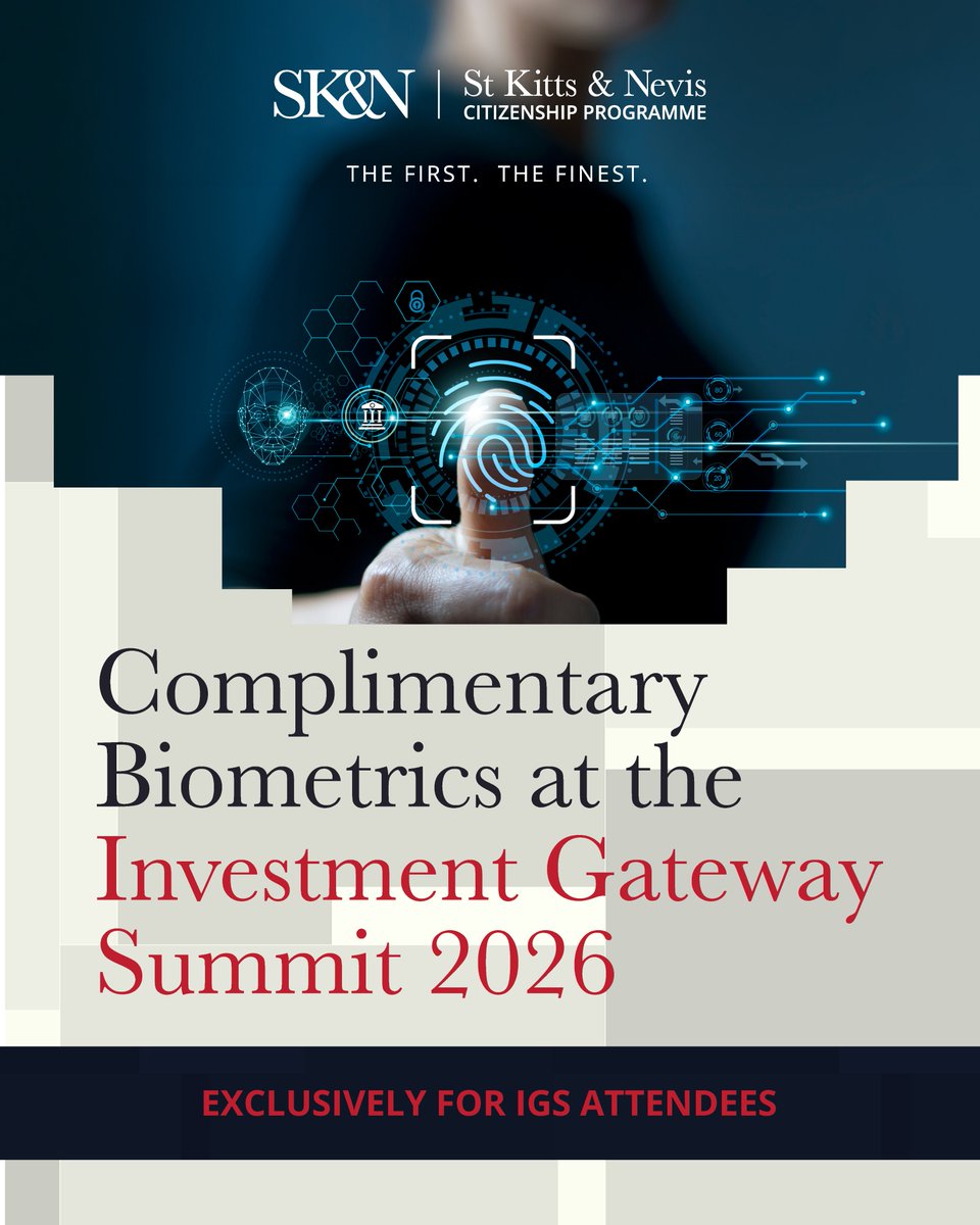 stkittsnevisciu's tweet image. Biometrics available at The Investment Gateway Summit 2026.
A new addition to the 2026 event experience.
Further details shortly.

Book your ticket to the Summit here: shorturl.at/HVvZC

Keep informed here: shorturl.at/wv52c

#IGS2026 #Biometrics