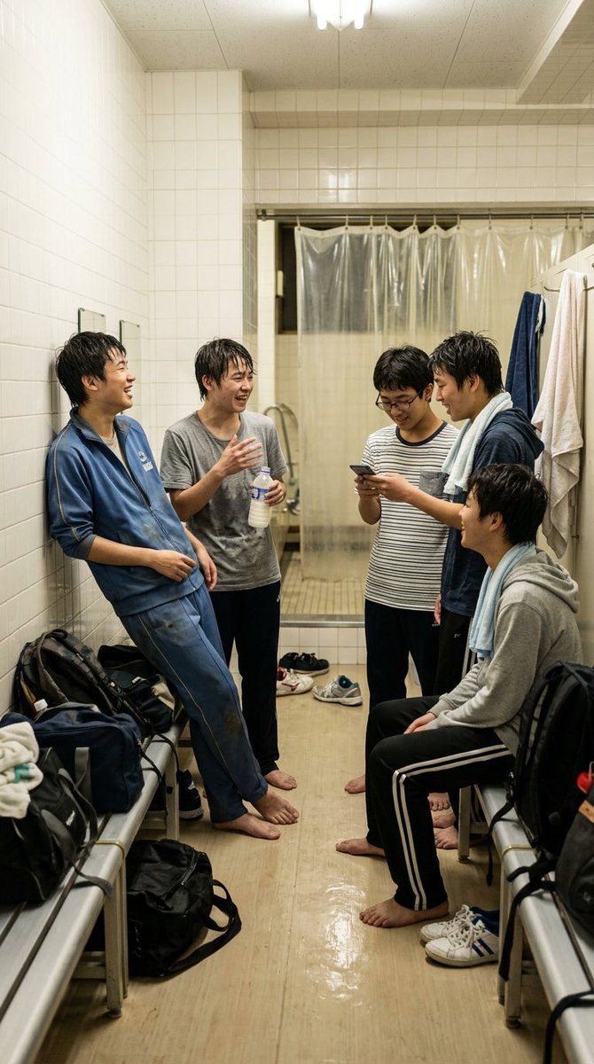 akinooheya's tweet photo. 同じ修学旅行のプロンプトを打ち込んだのにメンズはなぜこうなる？
同じ男子としては分かるっちゃ分かる画像でもある。高校生の時ってよくわからん場所でだべるし。 https://t.co/v01xKccVel