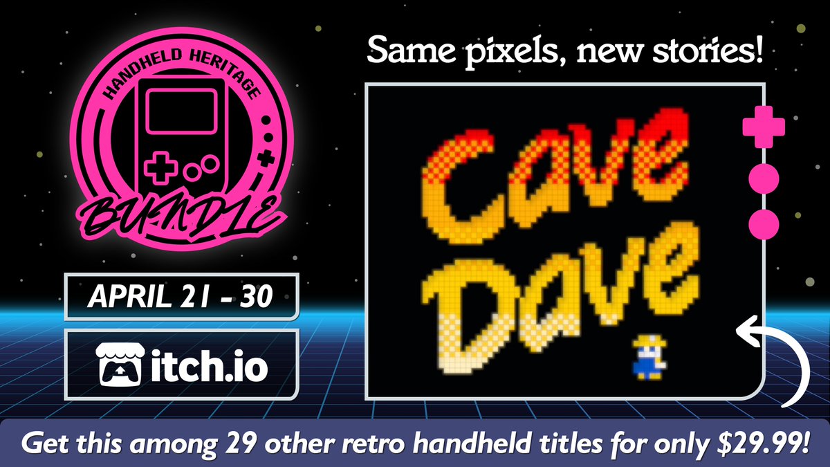 thalamusdigital's tweet photo. There's limited time remaining to grab your copy of the epic 30-game Handheld Heritage Bundle from https://t.co/MZoXj6sAup!

Cave Dave plus 29 other stone cold classics! What's not to love?

Linky: https://t.co/nFTWw0kTPm 

#HHBundle https://t.co/KPSvywRMDb