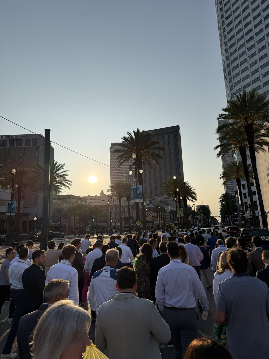 MorgLiv's tweet photo. Special few days in New Orleans. Hard to beat a second line down bourbon street during jazz fest https://t.co/0maVV8ww0a