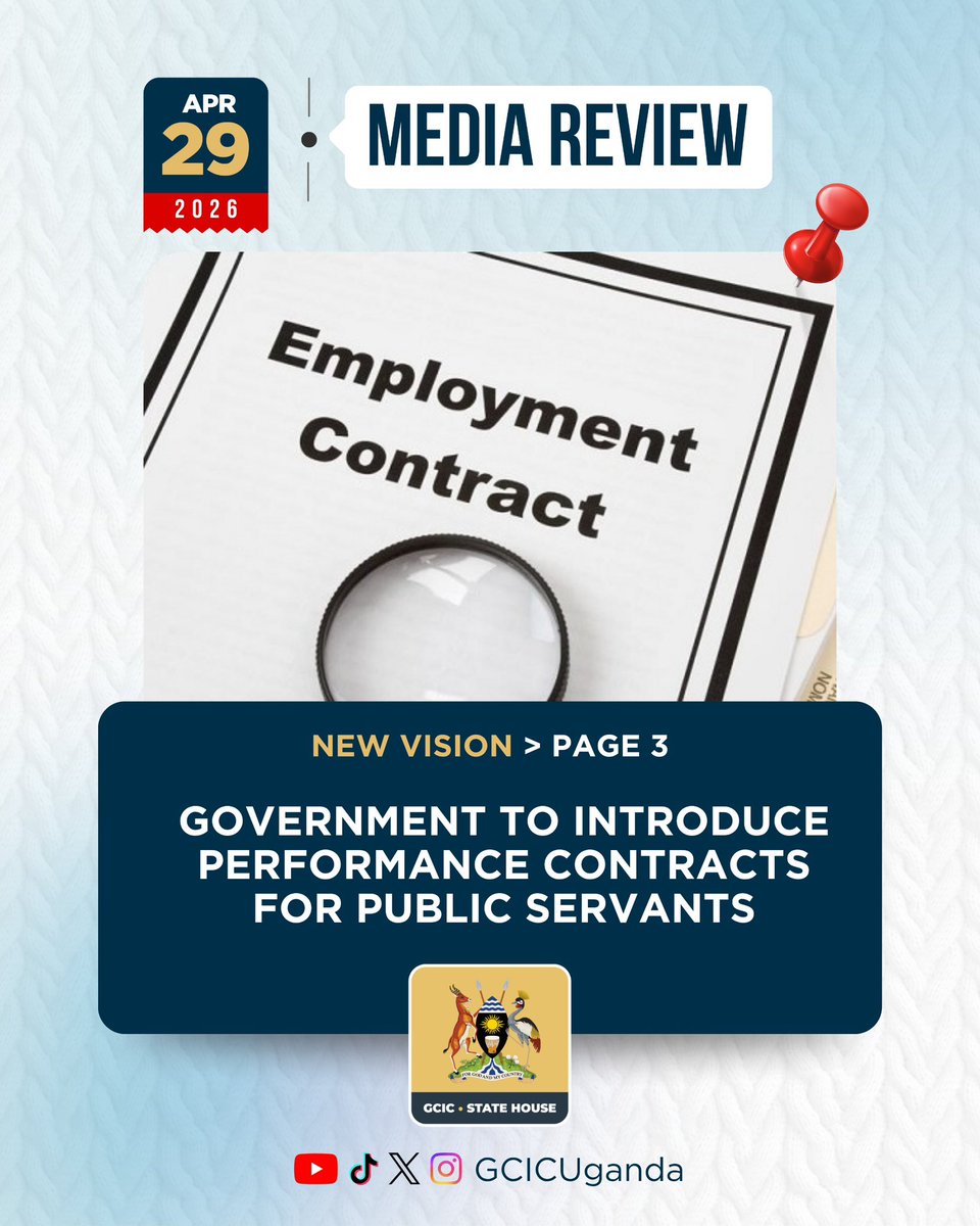 DamalieNd53457's tweet image. Accountability in public service  Govt to introduce performance contracts for public servants. Details: New Vision, p.3 #GCICUganda #PublicService #Uganda #GoldenPosts