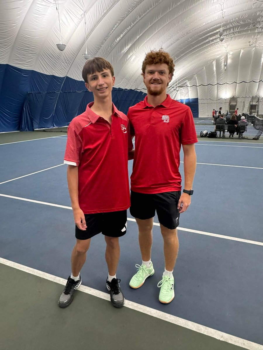 StCdevilstennis's tweet photo. Boy’s Doubles partners Maverick Malin and Caiden Straub coming up short to a top seeded team Morgantown 1-8. Great season gentlemen. Can’t wait to see you play tomorrow in singles tournament play. https://t.co/USbNIBq4kK