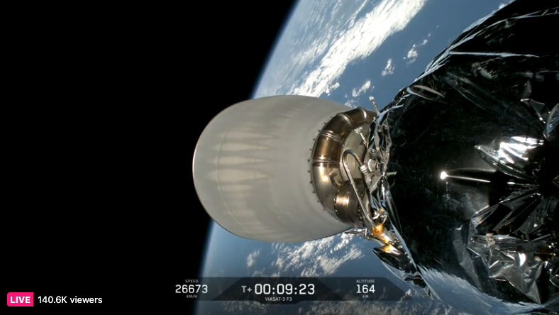 olgv's tweet photo. Go #V3F3 🚀🛰️ @viasat &amp; @SpaceX 👏🏻 https://t.co/9topXF0NGs