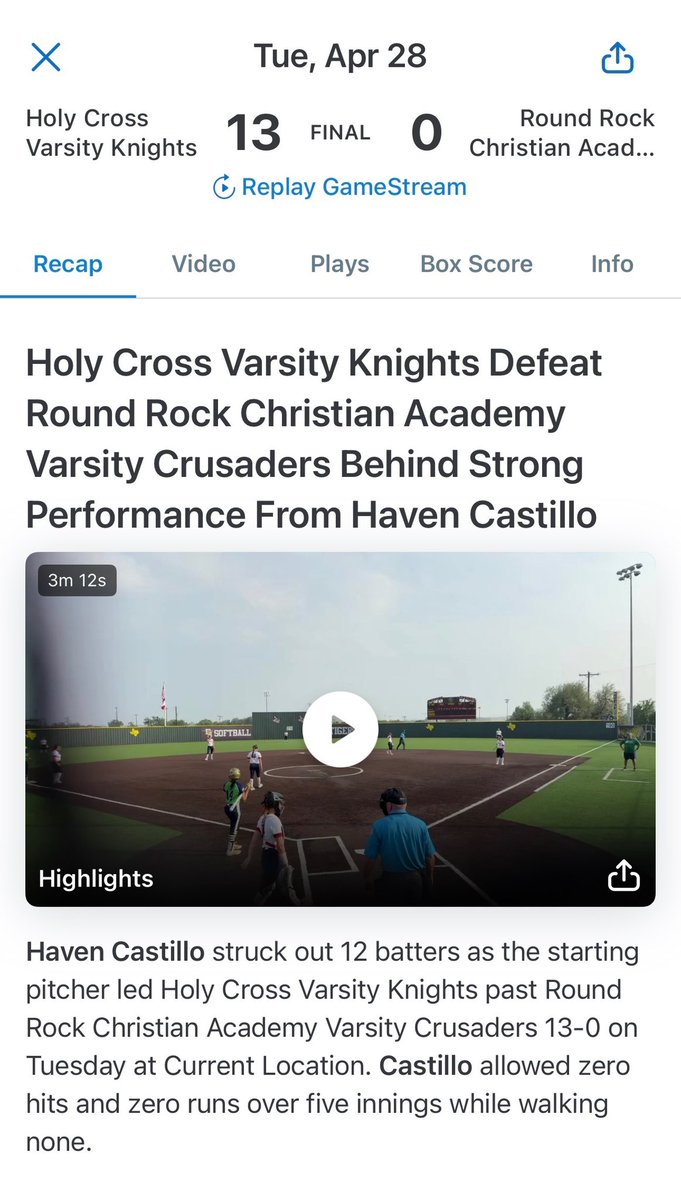 hcastillo0509's tweet photo. Perfection, is what they called it but I wouldn’t have been able to do it without my team 🔥🔥🔥 Pitched a PERFECT GAME yesterday 🥎 @STXBmbrsGd18Are @CoastRecruitsSB @Commitedits @MaxPreps @SunilSportsNews @SEUSoftball @StMUsoftball @UTSASoftball @holycross_sa @TXPSMedia https://t.co/EtroYmgYFB