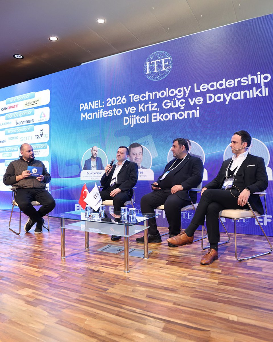 EffOrganization's tweet photo. Panel: 2026 Technology Leadership Manifesto ve Kriz, Güç ve Dayanıklı Dijital Ekonomi

Panelistler

Marduk Digital Kurucusu Dr. Arda Süar
Kale Group VIP/CIO Murat Erez
Avrasya Tüneli Bilgi Teknolojileri Müdürü Emrah Dündar https://t.co/pbosQDJgAT
