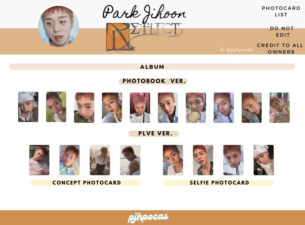 ᜊ― 𖦹 park jihoon reflect photocard wishlist template 박지훈 앨범