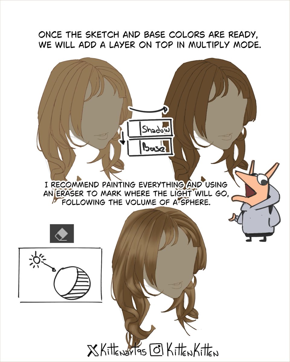 kittenart95's tweet image. #tutorial how to paint hair 1/3... it's simple if you do it the right way ✍️✍️✍️ #howtopaint