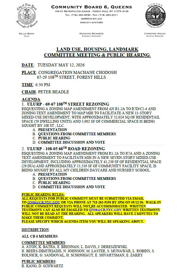 Queens Community Board 6 tweet media