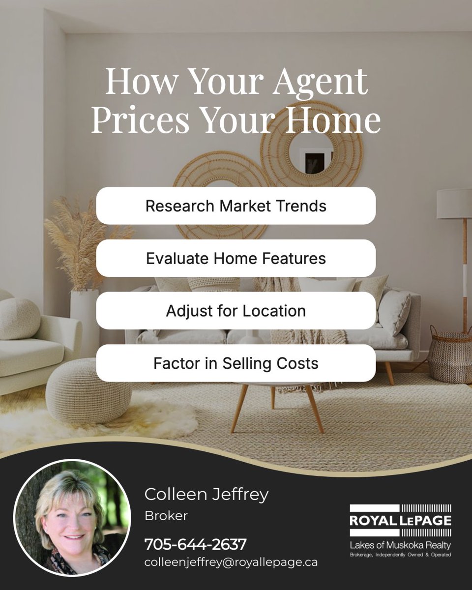 ColleenJeffrey's tweet image. Pricing a home correctly is a strategic process, and a skilled agent plays a key role in getting it right from the start.

The right pricing strategy can drive interest, generate stronger offers, and lead to a smoother sale.

#newhome #muskokarealestate #Icanhelp #Bracebridge