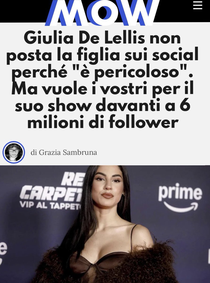 LaSambruna's tweet photo. #GiuliaDeLellis si dice “profondamente bloccata” all’idea di postare la figlia sui social “perché ci possono essere troppi pervertitï e maniacï” ✅ Ma poi vuole i VOSTRI per il suo video-podcast pieno di bimbi in faccia a 6 mln di follouè

Ci svegliamo?!🤌 https://t.co/KBLTZh6JFP https://t.co/GA9by8no1P