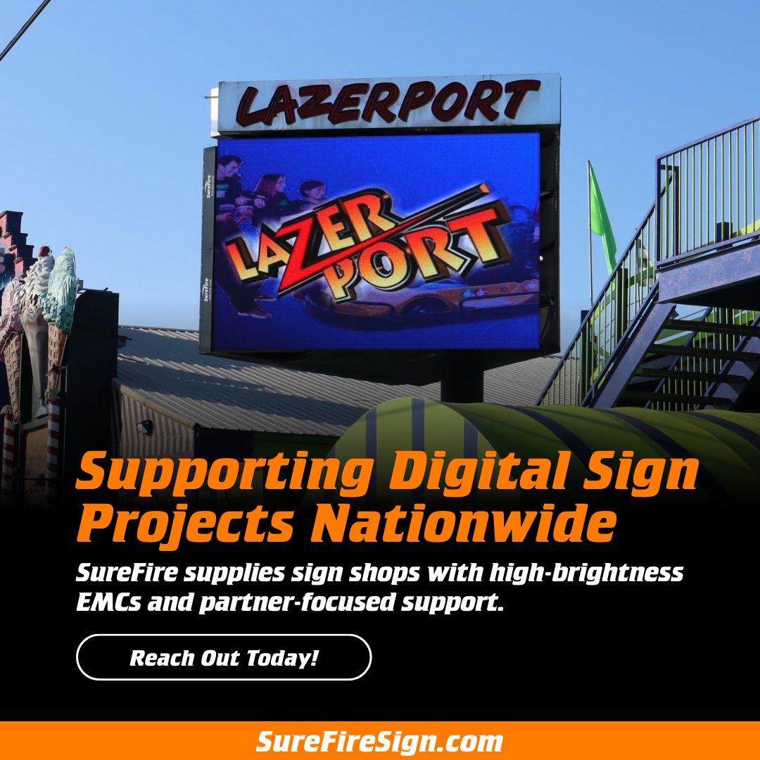 SureFireSignInc's tweet image. 🔥High-brightness EMCs. Field-proven performance. Nationwide support.

→ Talk with our team about your next project.

#DigitalSignage #SignIndustry #SignProfessionals #SignInstallers #ElectronicMessageCenter
