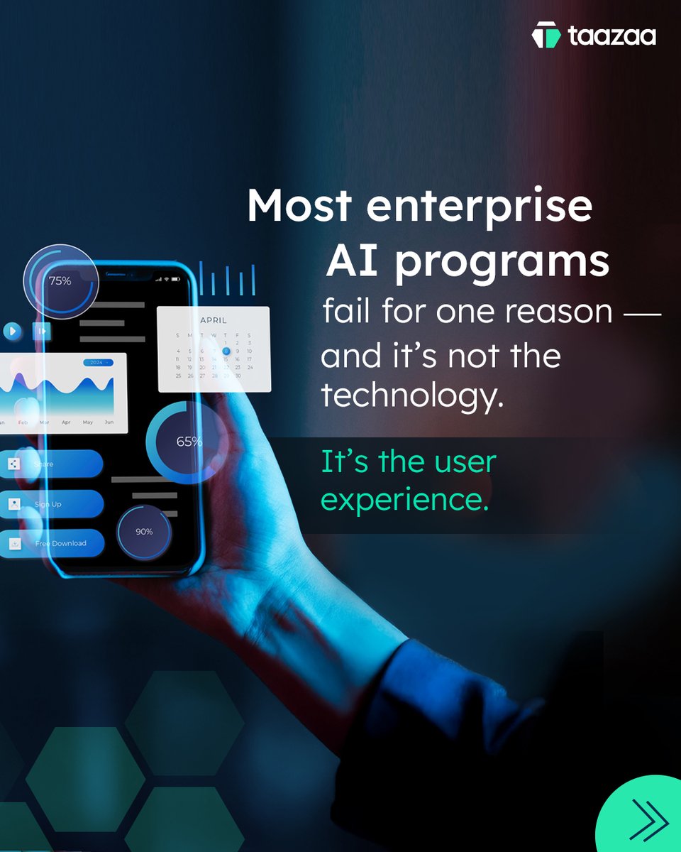 taazaainc's tweet image. Great AI, wrong experience. That's why most enterprise AI programs fail.
The technology is ready. Is your UX?
Learn more: taazaa.com/blog/building-…

#EnterpriseAI #AIUX #ProductDesign #Taazaa