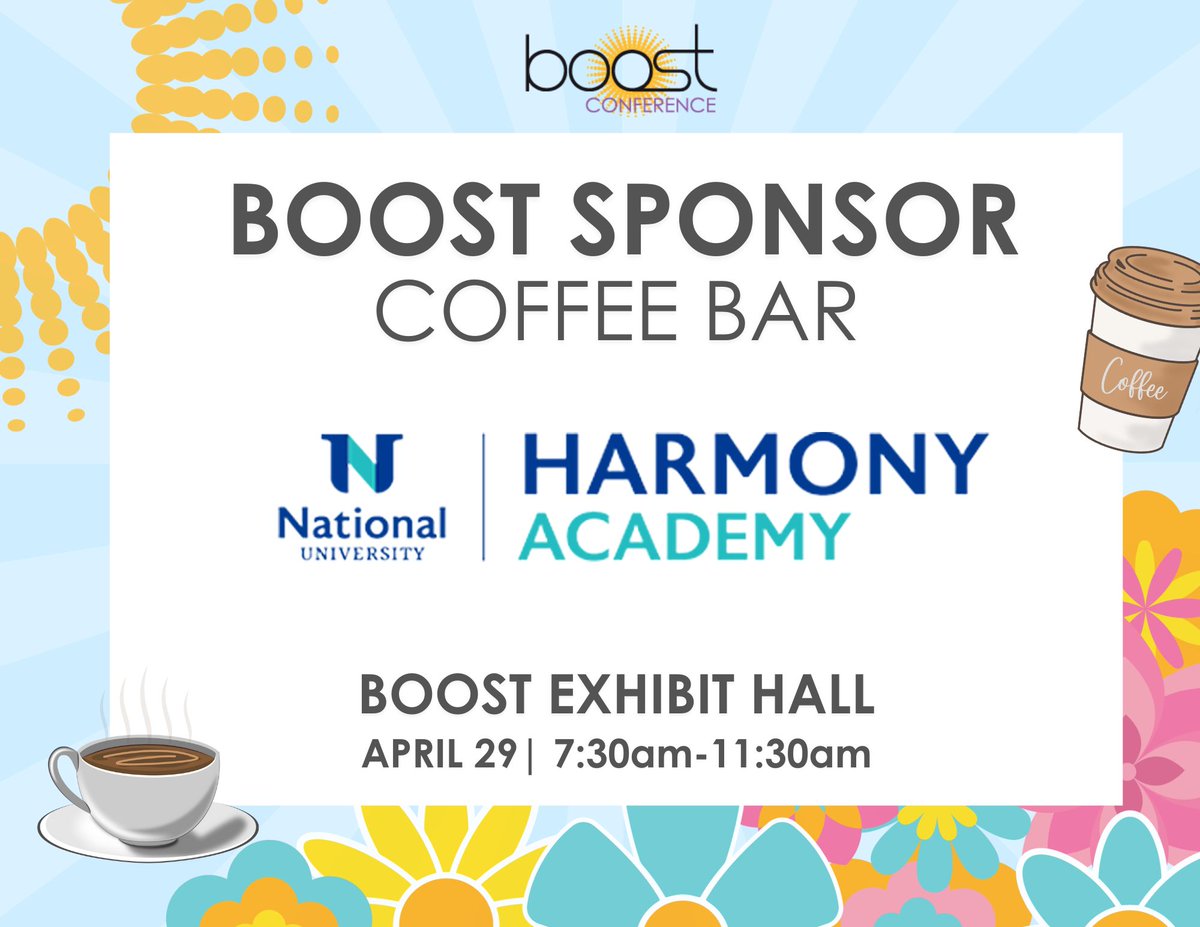 TEAMBOOST's tweet photo. Our Exhibit Hall is officially open! Grab breakfast and your favorite latte at the BOOST Coffee Bar from 7:30am-11:30am from our sponsor @HarmonyAcademy_ & mingle with our exhibitors in the Exhibit Hall. It's a great way to start your day. #boostconference https://t.co/QuOoeZefTJ
