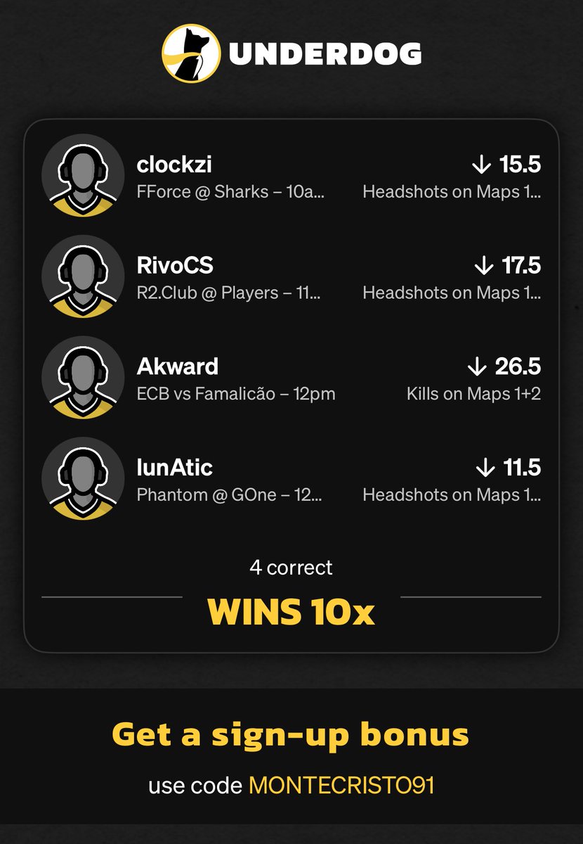 GiftedPropz's tweet image. play.underdogsports.com/vgwg/t7y1u6iu

Let’s turn it up a notch ‼️😎

#CS2
#Esports
#Giftedpropz
#Underdog