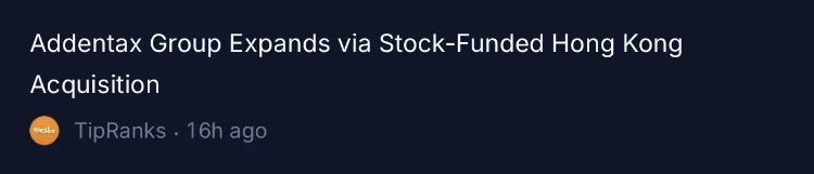 $ATXG $6 Crazy cheap 27CASH/share aquisition news late ah🗞️ 700K FLOAT ...