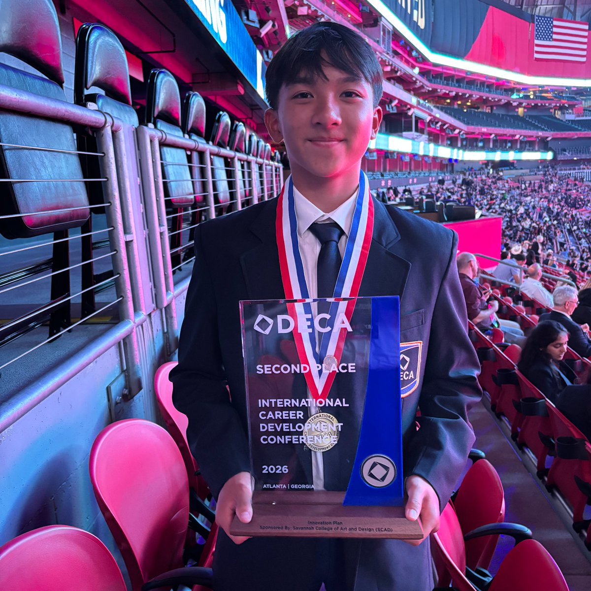 UpperMerionSD's tweet photo. We have three international winners at the DECA International Career Development Conference in Atlanta!!!! Dillon Doan placed 2nd overall in his Innovation category and Anja Montich &amp; Hudson Etezady placed 3rd in the Marketing Team category! Congratulations!!! https://t.co/ZEm11TClTN