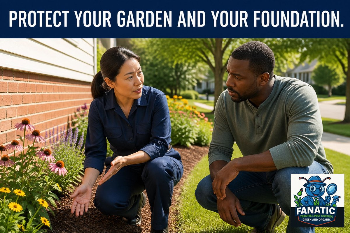 fanaticservices's tweet photo. Spring gardening in Maryland? Watch that mulch! 🌻 Piling it against foundations creates a highway for termites. We help create a "Green" perimeter that protects your home &amp; stays pollinator-friendly.

#MarylandGardening #TermiteProtection #SustainableLiving #EcoHome https://t.co/AOCRA5WOHJ