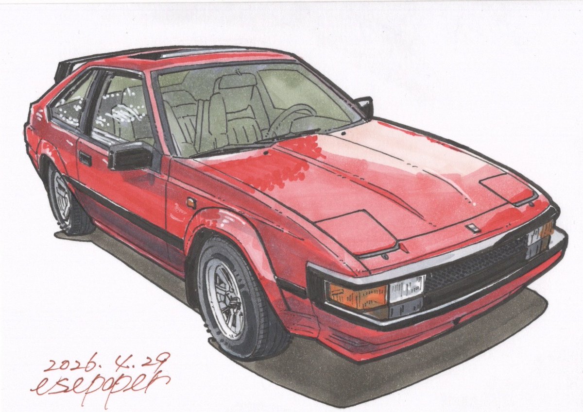 esepoper's tweet image. トヨタ セリカ スープラ
ｶﾜｲｸｶｹﾀ‼︎
#車 #アナログ絵