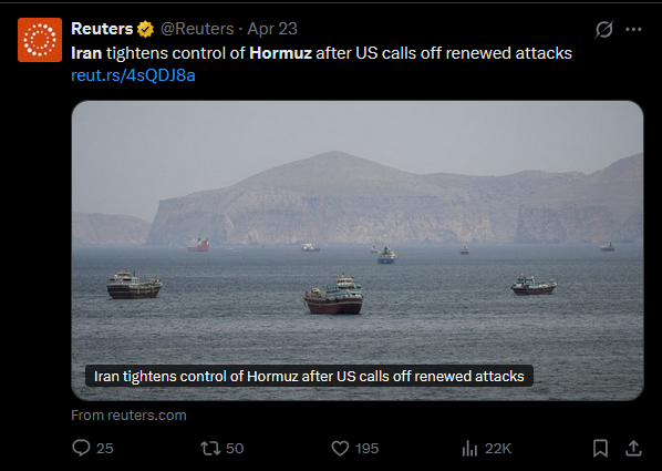 Trump is losing the Iran War. I'm saying this as a person that has supported Trump since day one. 

 In a response to Trump's Strait of Hormuz blockade extension, you know the strait Trump wanted opened before he closed it,  Iran has warned that the US naval blockade "will soon