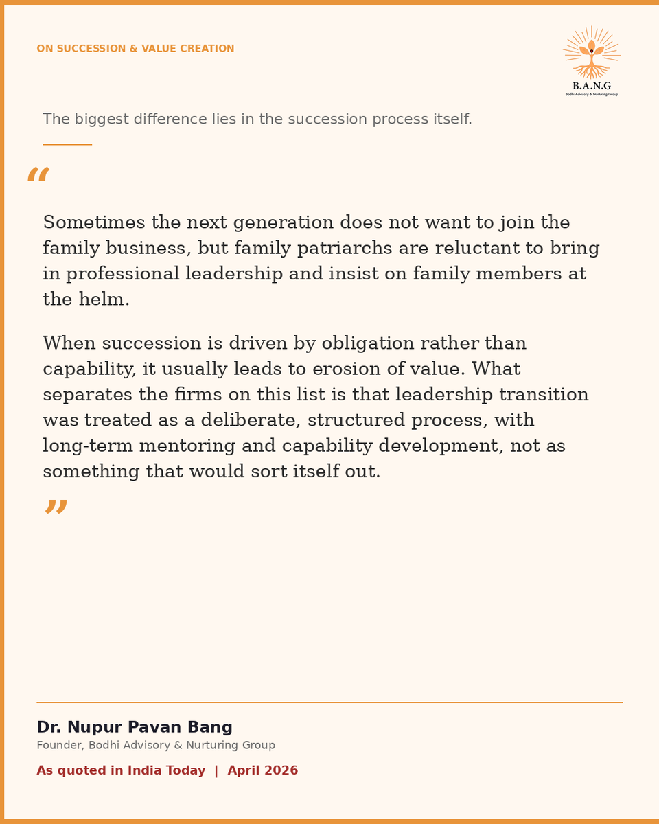 npbang's tweet photo. Their combined market capitalisation of INR 30.9 lakh crore now represents 9.5% of India's GDP.  In an article published in @IndiaToday , written by @sonalkhetarpal7 , these findings were analysed. I shared my views on succession process and women in family businesses. https://t.co/bq5MDZ9x2k