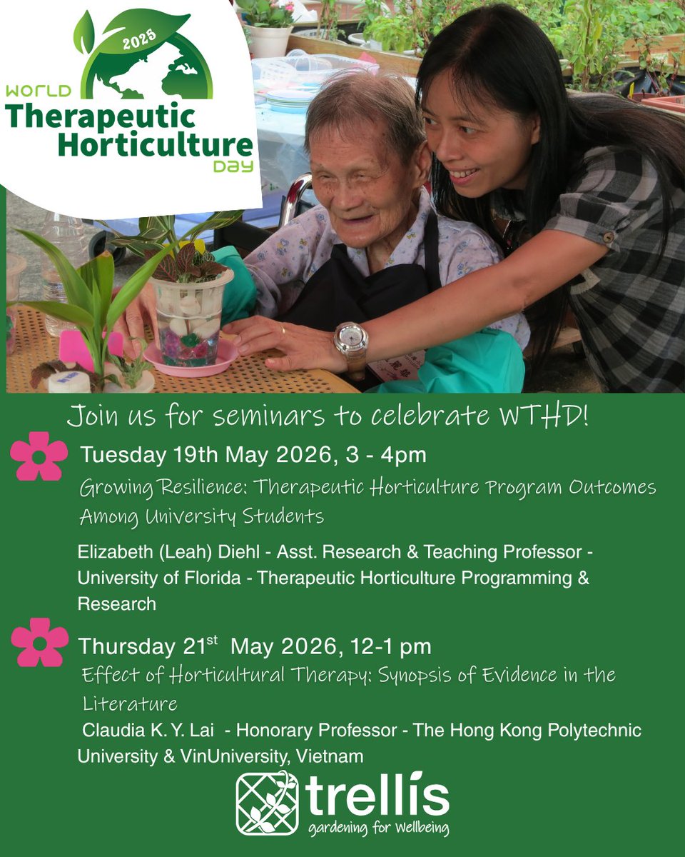 Trellis_Network's tweet photo. Join us to celebrate World Therapeutic Horticulture Day!🌍
We’re welcoming two fantastic speakers who’ll be sharing their journey, their practice, and the incredible impact therapeutic gardening can have on wellbeing.
Full details and to book: https://t.co/GZV2qfhMCM https://t.co/ZpMUFyt6Xf