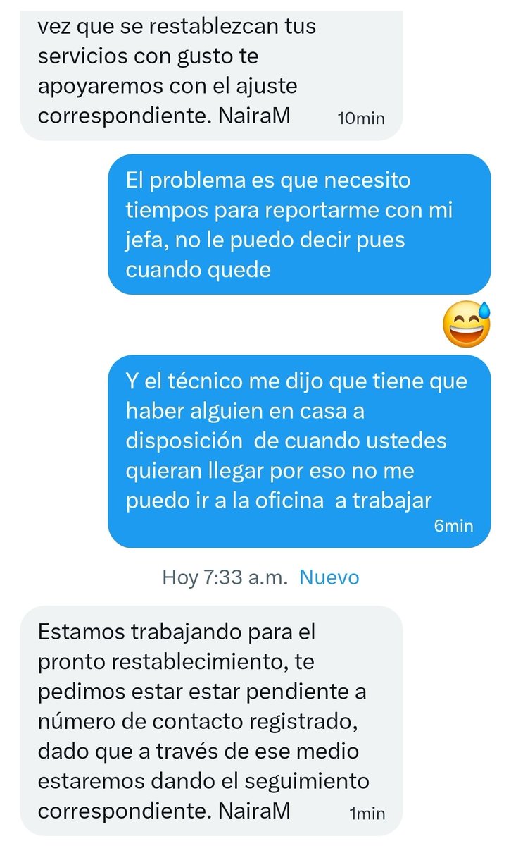 Ime_RS97's tweet photo. @totalplaymx Pero no me estan dando estimación de tiempos 
Va a quedar en 3 horas? 6? 72? 
Por que estamos de acuerdo que no puedo estar todo el dia en mi casa si no tengo Internet por que necesito ir a trabajar pero si voy y me llaman y no estoy no me resuelven el problema https://t.co/rUMvkPF6Qr