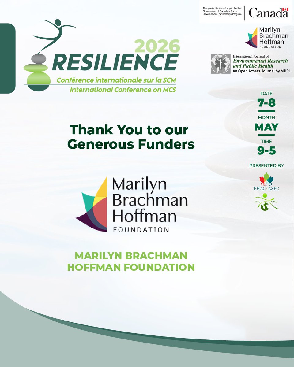 aseqehaq's tweet image. We want to extend our deepest gratitude to our generous funders, the Government of Canada, the Marilyn Brachman Hoffman Foundation, and the International Journal of Environmental Research and Public Health (IJERPH). 
Register now aseq-ehaq.ca/en/resilience-…