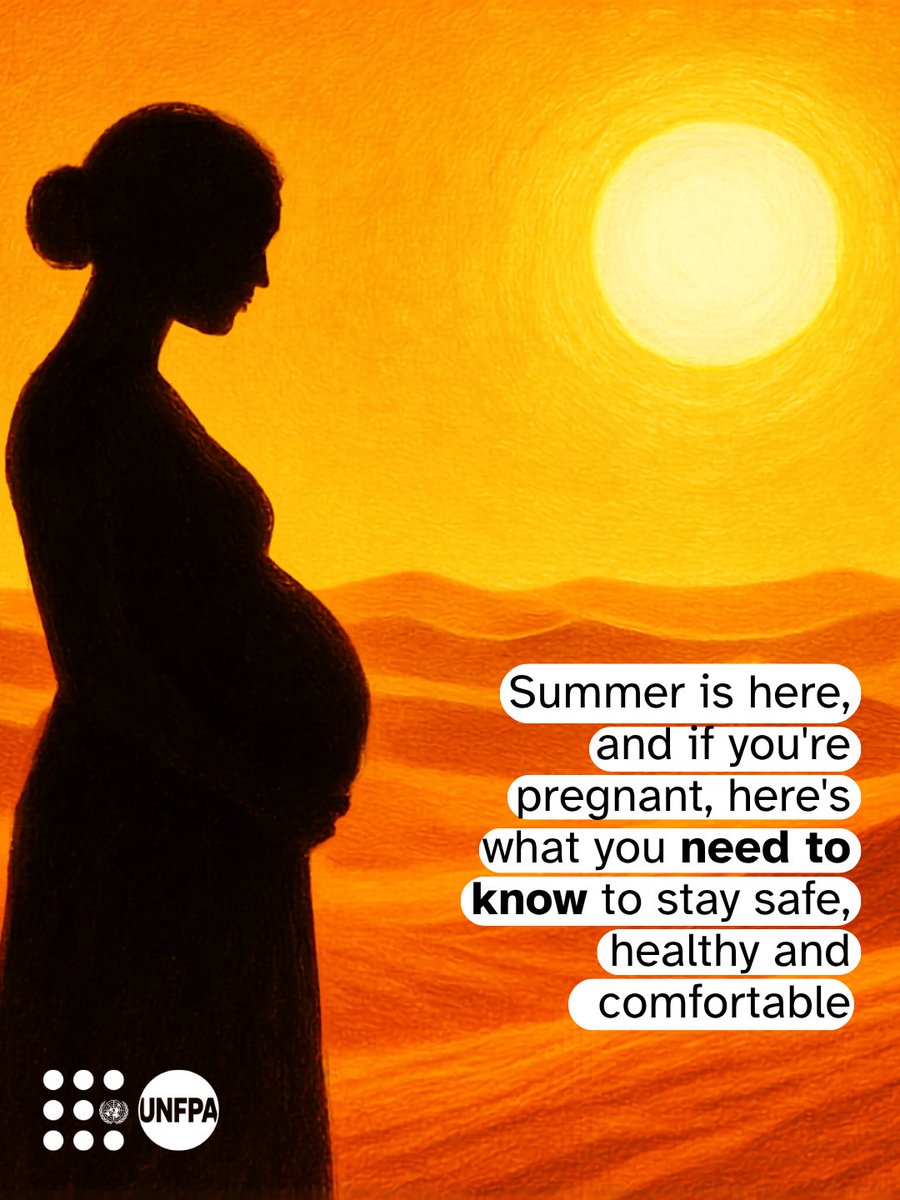 UNFPAIndia's tweet photo. With many parts of India experiencing extreme heat and heatwave conditions, staying safe during pregnancy is more important than ever.

High temperatures can take a toll—so staying cool, hydrated, and informed can make all the difference.

Swipe through for simple, practical steps to stay safe, healthy, and comfortable. 🌿☀️

Together with the Ministry of Health and Family Welfare (@MoHFW_INDIA ), UNFPA India brings you easy, everyday tips to stay protected during hot weather.
