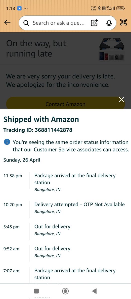 Sheethal_26's tweet photo. Amazon marked my order as “delivery rejected by customer” without even attempting delivery. I never refused it there was no delivery attempt at all. This is unacceptable. Customers deserve transparency and accountability, not false status updates. @amazonIN @amazonhelp https://t.co/BgaHXA9T6O