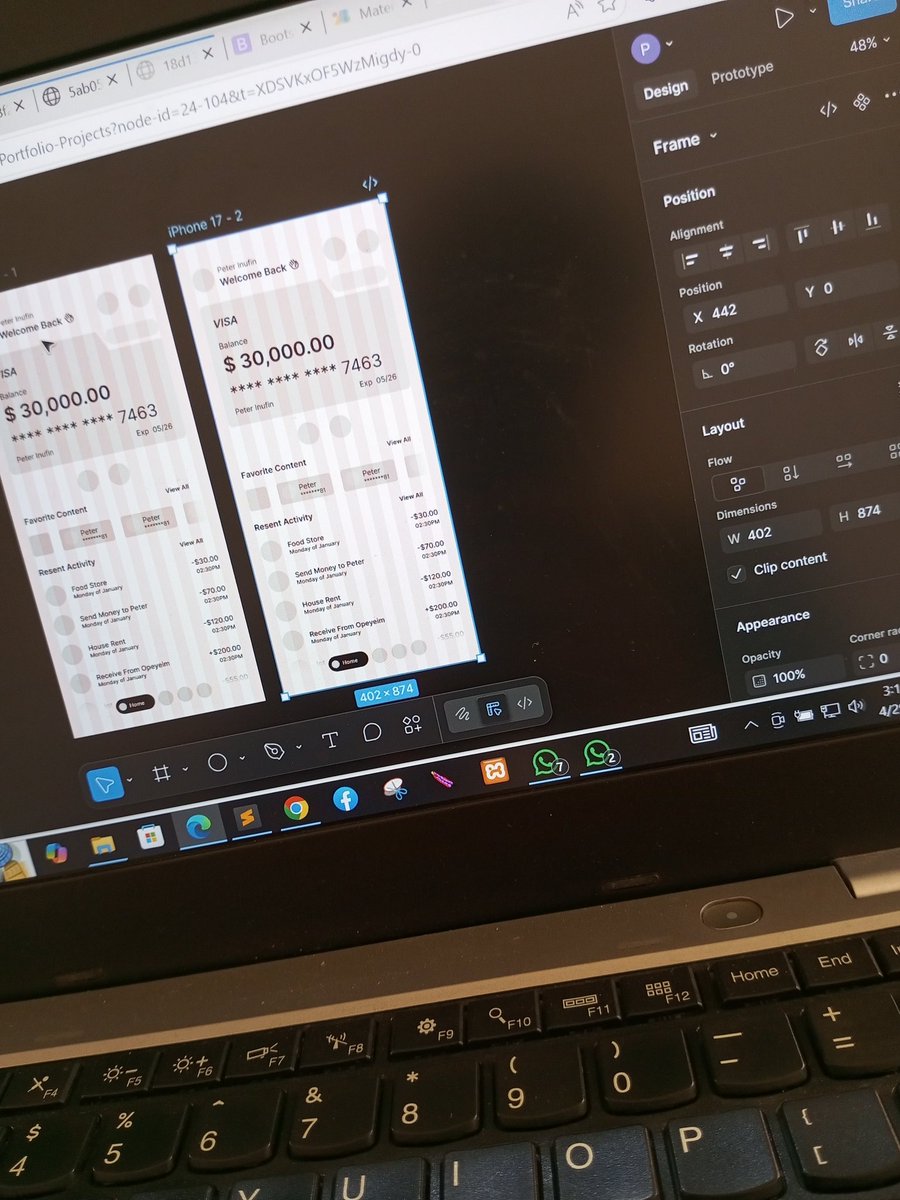 PeterInufin_DEV's tweet image. Full design coming soon 🚀
Showing up, even when you don’t feel like it — that’s the real work.

Started a new fintech project. Just finished the home screen.

What are you working on?

My name is Peter Inufin, I design and build digital products. DM NOW

#ui #uxdesign #fintech
