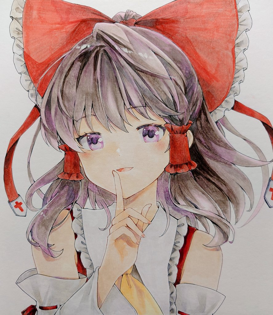 大色紙霊夢できたー、忘れなければ例大祭に持っていきます…! 