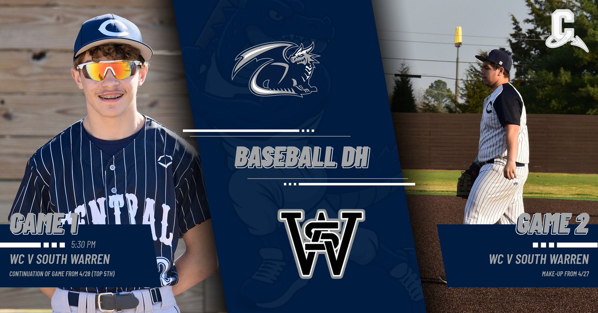 WCAthleticDept's tweet photo. SCHEDULE UPDATE!

@wdragonbaseball is set to square off with South Warren tonight at Dragon Stadium for a 14th District DH! Game 1 is the continuation of last night's game and will begin in the Top of the 5th.  Game 2 is a make-up from 4/27. https://t.co/5BCewUWJba