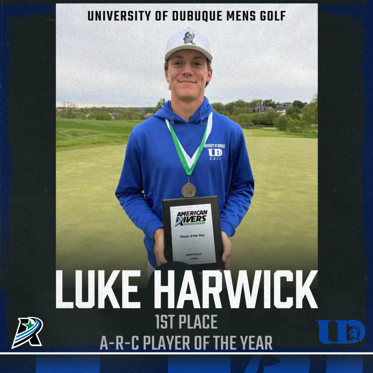 DbqGolf's tweet photo. Your 2026 A-R-C player of the year is Luke Harwick! Shooting rounds of 67, 74, and 72! With these scores, Harwick broke the individual 36-hole and 54-hole A-R-C record! https://t.co/9l2wjEzBS2