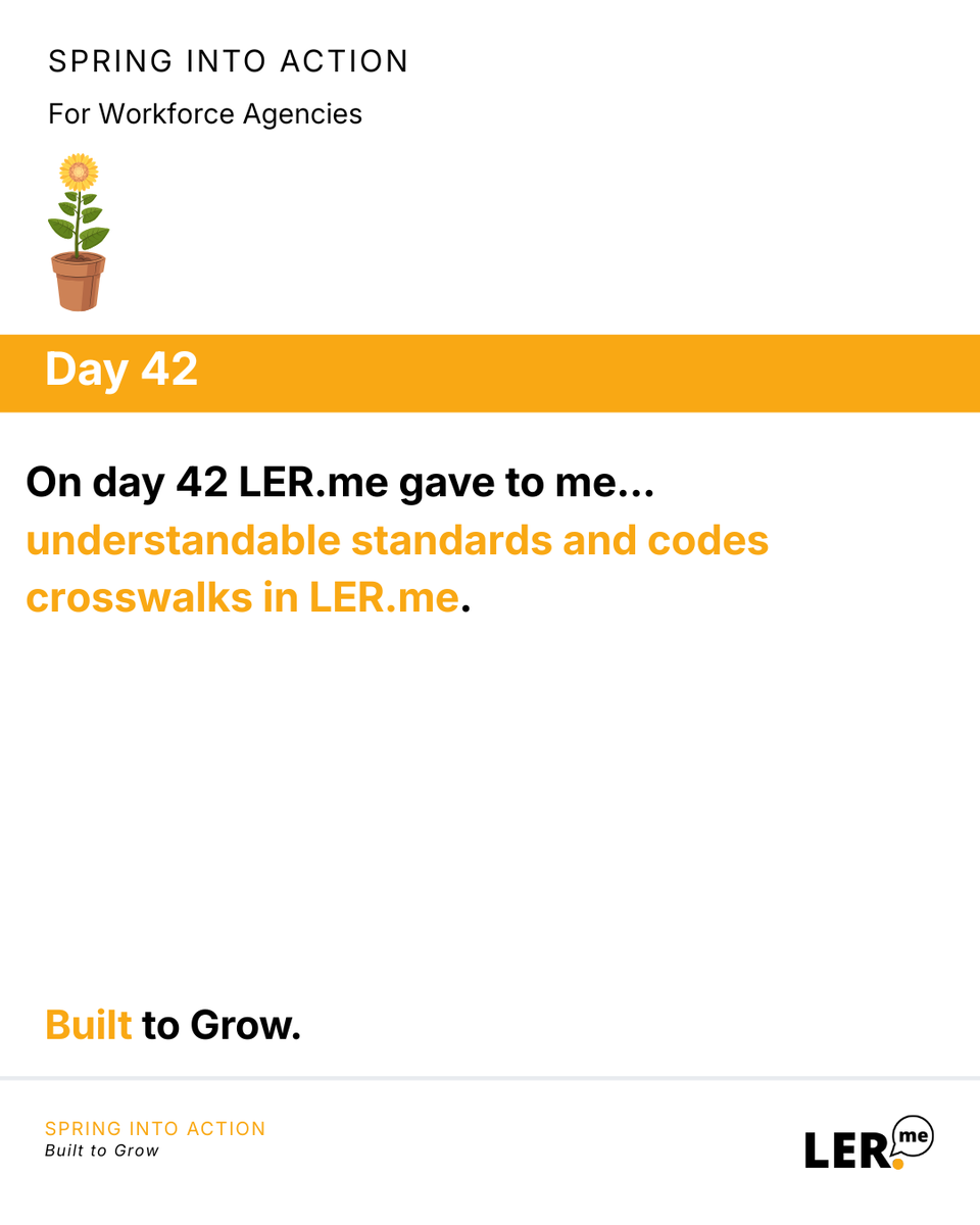 LER_me_'s tweet photo. On day 42 @LER_me_ gave to me... 
 
understandable standards and codes crosswalks. 
 
Built to Grow. 
 
https://t.co/a79xVbeUA1 
#LERme #Jobs #MyFuture #Standards https://t.co/cg0jIT6FD2