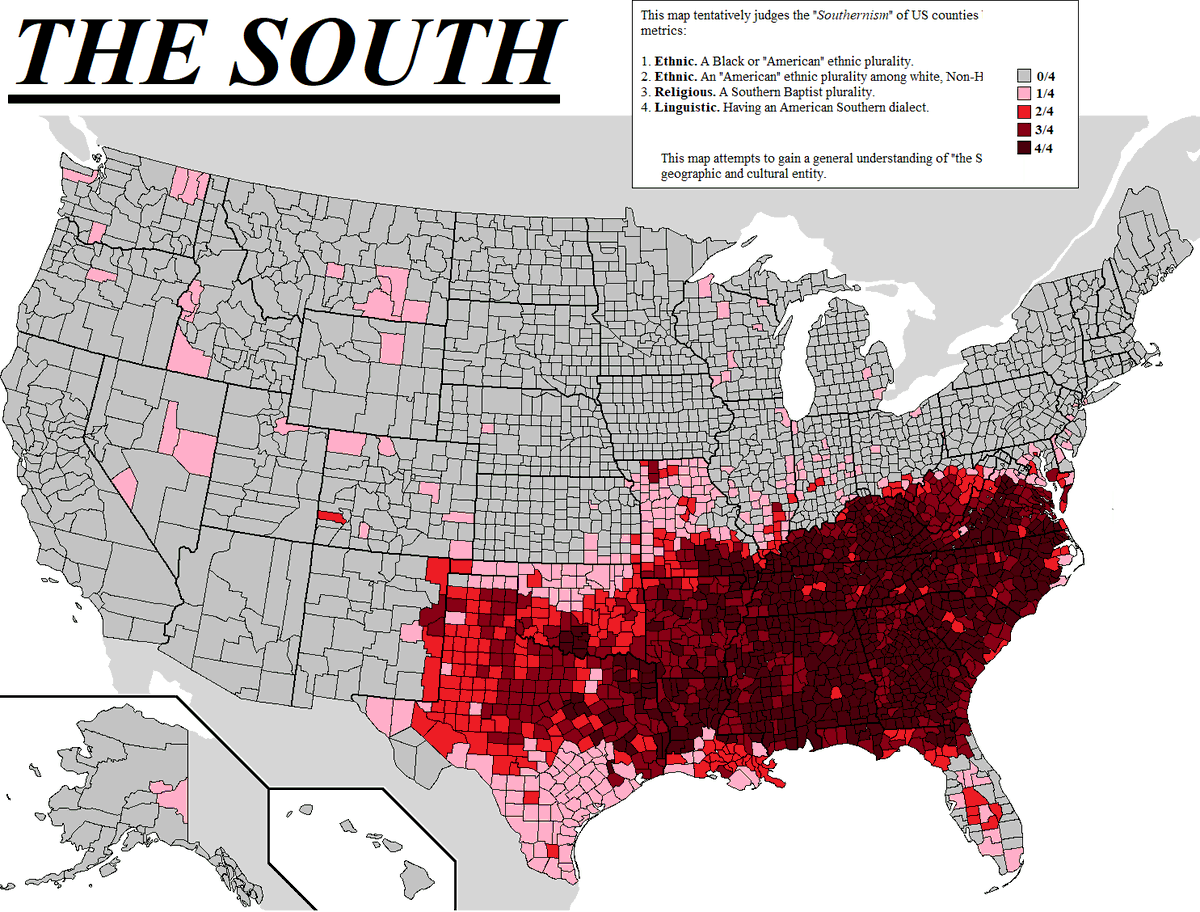 NoHunksAllowd's tweet photo. @omgTrex22 Your map is correct if going by the majority of the state. Missouri should get an honorable mention at least. It's southern part is deeply upland south. And it has Branson. https://t.co/KnYXLdBrYO