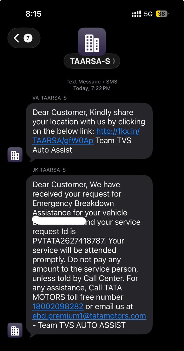 bankwalamajdoor's tweet image. Worst RSA service by @TataMotors 
Almost 1 hrs passed no response from RSA team . Stuck in emergency situation on national highway no one is available for help @TataMotors_Cars @TataCompanies 
#RSA #TATAmotors