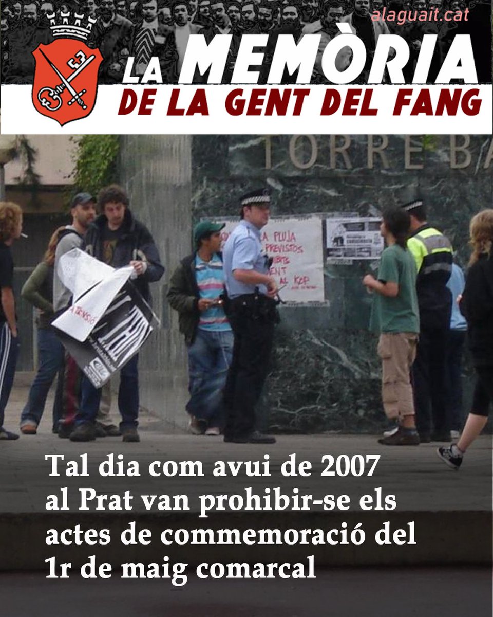 pratllibertari's tweet photo. Avui la mobilització pel #1rMaig del #BaixCombatiu ens sembla quasi una tradició. Però si girem l'esguard temps enrere, veiem uns precedents una mica més accidentats

Aquest va ser el cas de la commemoració del #1rMaig #TalDiaComAvui de 2007 a #ElPrat

▶ https://t.co/dlMCYwXIE1 https://t.co/F6yMTZUEnL