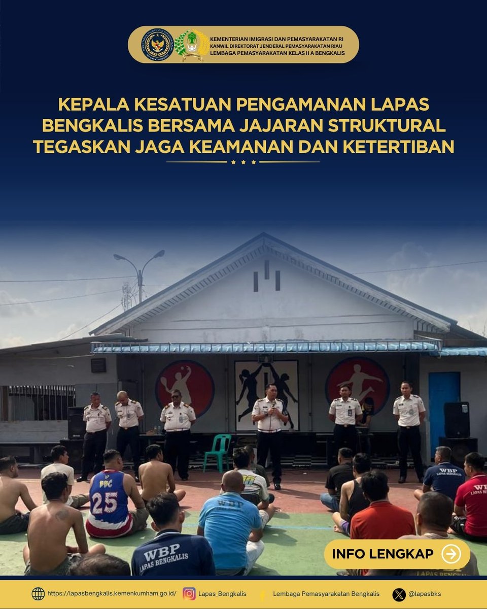 lapasbks's tweet image. Bengkalis - Kepala Lembaga Pemasyarakatan (Kalapas) Kelas IIA Bengkalis, Priyo Tri Laksono, memberikan instruksi langsung kepada jajaran struktural agar laksanakan “Zero HP” pada Lapas Kelas IIA Bengkalis, Rabu (29/04). #guardandguide #pemasyarakatan #lapasbengkalis
