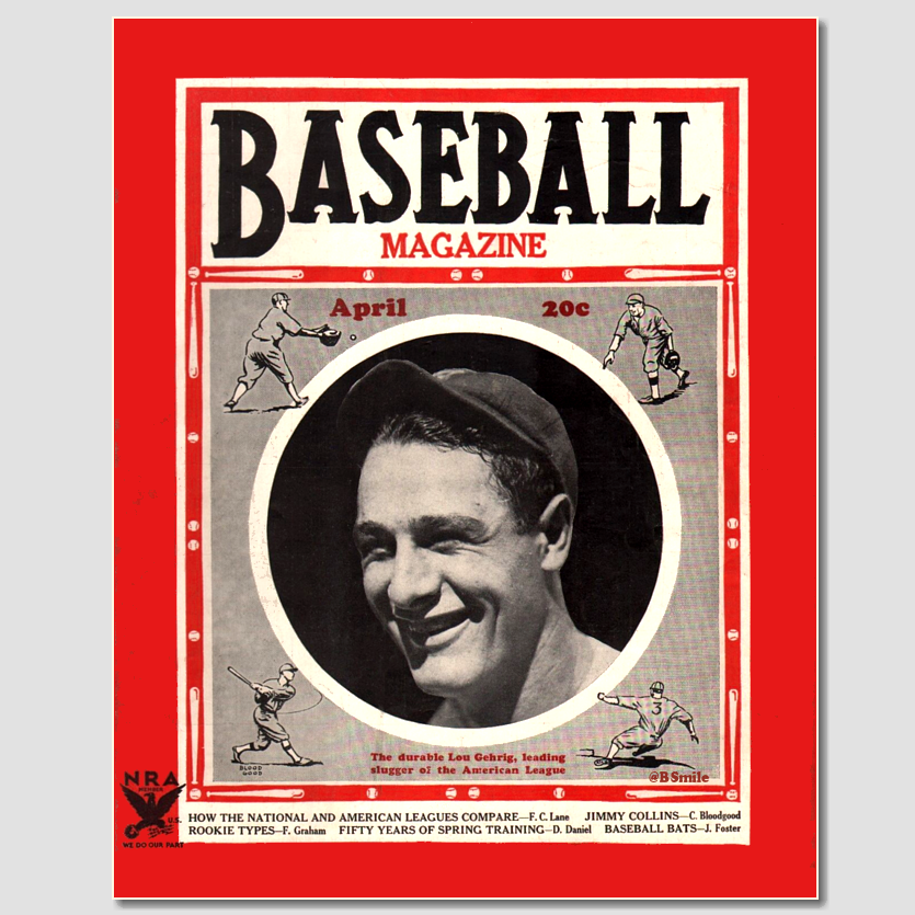 BSmile's tweet image. "The durable Lou Gehrig, leading slugger of the American League" 
(#Baseball Magazine - April 1935) #MLB #Legend #Yankees #RepBX