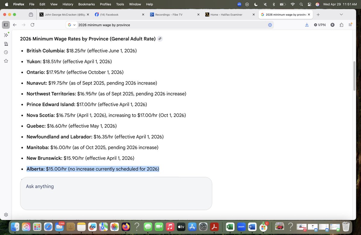 BigJMcC's tweet image. Alberta currently has the lowest minimum wage in Canada at $15 an hour.

That rate hasn't changed since the @RachelNotley govt. got it there in 2018. #ableg #ablab #UCP

cbc.ca/news/canada/no…