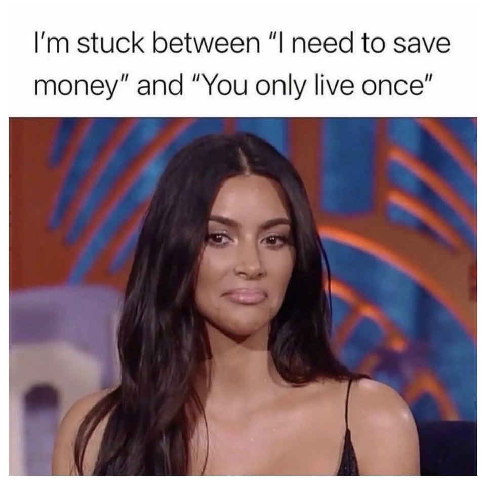 themodelkit's tweet image. No cause like this is soooo real! 

Like yes saving is good but also YOLO ✌️

DM FOR CREDIT OR REMOVAL
#funny #funnymemes #funnyvideos