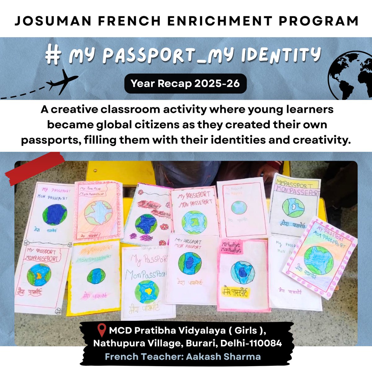 josumanfrench's tweet image. Learning beyond books! 

Students explored identity, culture, and creativity by crafting their own passports! @DcClz @MCD_Delhi 

#CreativeLearning #SkillDevelopment