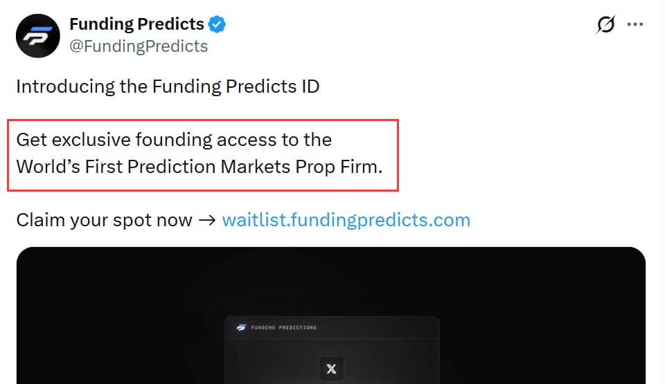 Airdrop6_com's tweet image. New #airdrop: FundingPredicts (Potential &amp;amp; Predicts ID)
Reward: Points &amp;amp; Funding Predicts ID
News: Prediction, Backers
Distribution date: Wait Update

🔗Airdrop Link: waitlist.fundingpredicts.com/waitlist

1: Connect use your twitter, submit your Email and Join on waitlist
2: Complete All