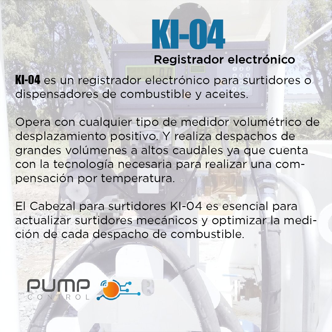 PumpControlSRL's tweet photo. KI-04 es un registrador electrónico para despacho de combustibles. Permite actualizar los surtidores mecánicos para realizar un trasvase de combustibles más preciso y los integra con sistemas de control centralizados en la nube.
Solicite más información https://t.co/McA1djikVG https://t.co/jiYQKwtfwp