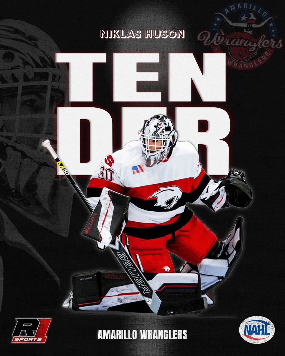 rule1hockey's tweet image. Congratulations to 2008 Goalie Niklas Huson on signing his tender with the Amarillo Wranglers in the North American Hockey League!

Standing at 6’8”, Niklas had a dominant season with Shakopee High School Hockey (MN), posting an impressive .933 SVS%.

#rule1sports #whosnext⁉️