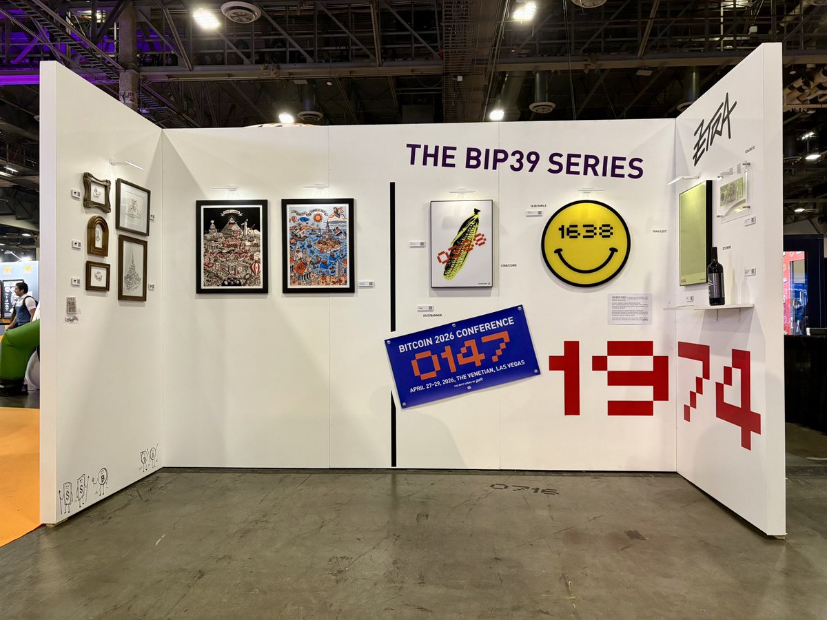zetra_art's tweet photo. Last day of the Bitcoin 2026 conference in Las Vegas. I’m honored to be showcasing alongside my friend @MarcusConnorNH💥 Come by and check out our works displayed in the Art Gallery. The @bmag team will be around to navigate you. Let’s goo! #bitcoinart https://t.co/Q31KPvl61h