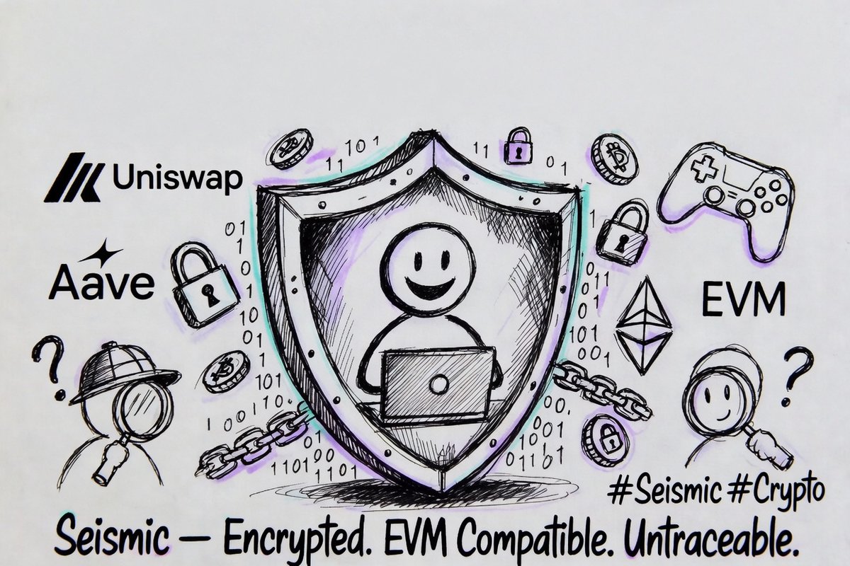 maskpreminum's tweet photo. Why I’m seriously getting involved with Seismic
@SeismicSys

In a crypto world that’s becoming more transparent every day, Seismic is showing us what “default privacy” really looks like: All transactions and balances are encrypted by default — only you can see them, while the chain remains fully EVM compatible.  

This isn’t just another privacy coin. It’s a privacy-first Layer 1 where you can actually run Uniswap, Aave, games, and more — without your wallet address being tracked by on-chain detectives  

Privacy shouldn’t be an optional feature. It should be the default standard.Seismic is making that future real.
